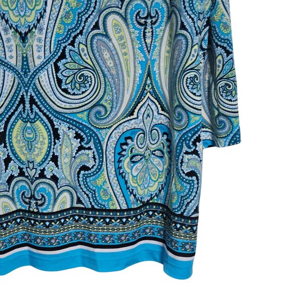 Jm Collection Paisley Tunic Top Womens Plus Size XL Petite Blue Embellished - Picture 3 of 7